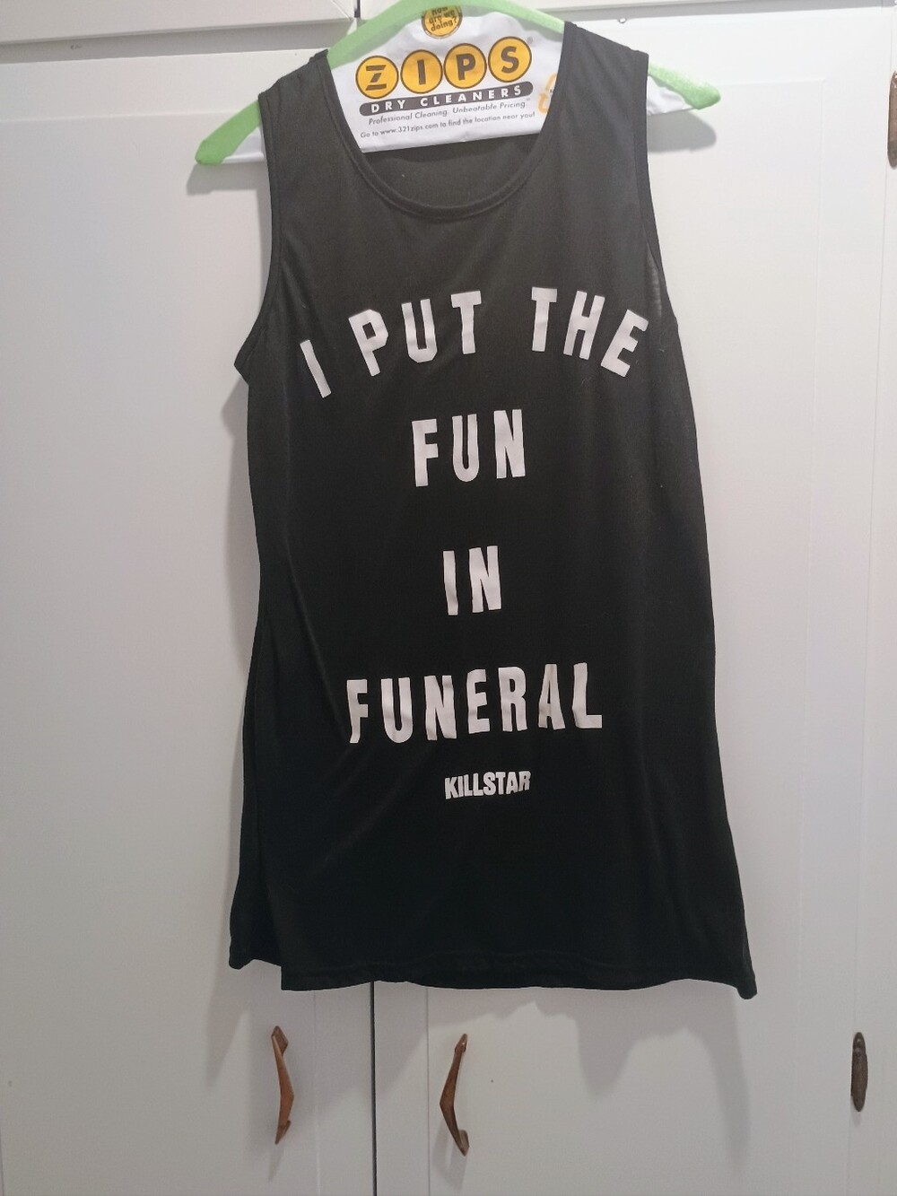 Killstar Black Tank with White Slogan - Fun In Funeral